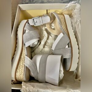 Gray Suede Platform Sandals